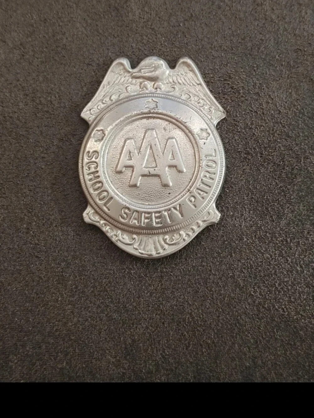 1950s/60s AAA School Safety Patrol Patrolman Shield Badge Pin.